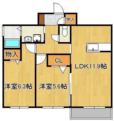 エスペランサII (2LDK/1階)の間取り写真