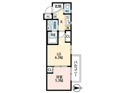 エストゥルース京都II(2K/5階)の間取り写真