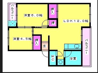 三城ハイツ(2LDK/2階)の間取り写真