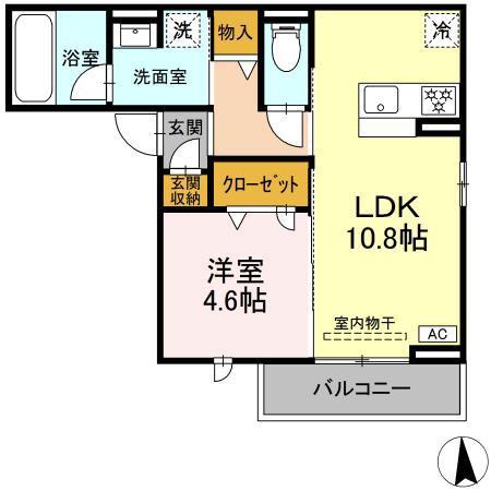 セレスティア長良福光(1LDK/3階)の間取り写真