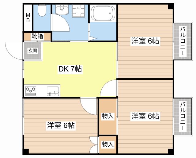 アンティークハイツ(3DK/2階)の間取り写真