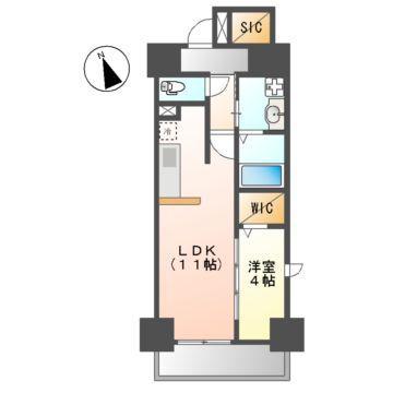 プレイズシード浄心(1LDK/5階)の間取り写真