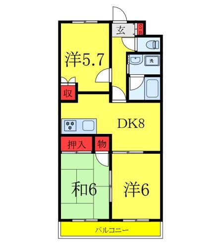 ハイパレス(3DK/2階)の間取り写真