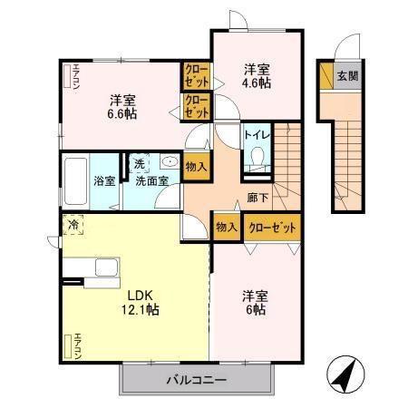 GRANDILE A(3LDK/2階)の間取り写真