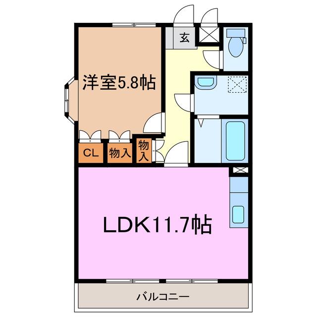 グレイシャスI(1LDK/2階)の間取り写真