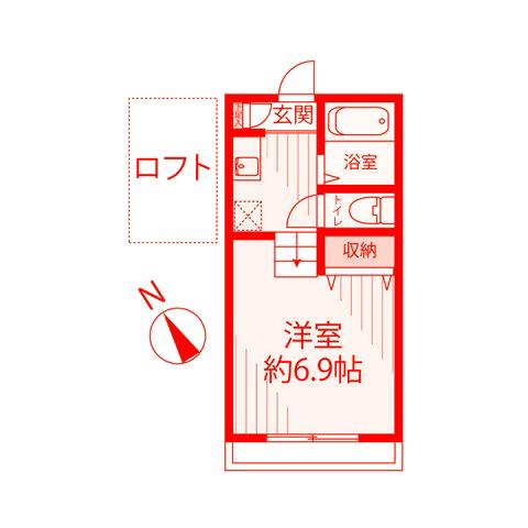 フリーハンド上大岡(1K/1階)の間取り写真
