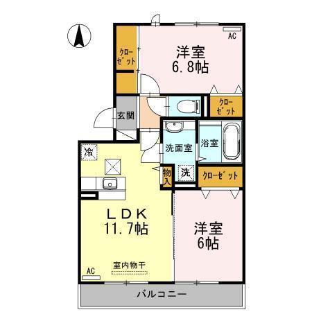 プランドール.I III(2LDK/1階)の間取り写真