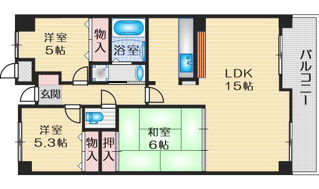 アビタシオン橋本II(3LDK/5階)の間取り写真