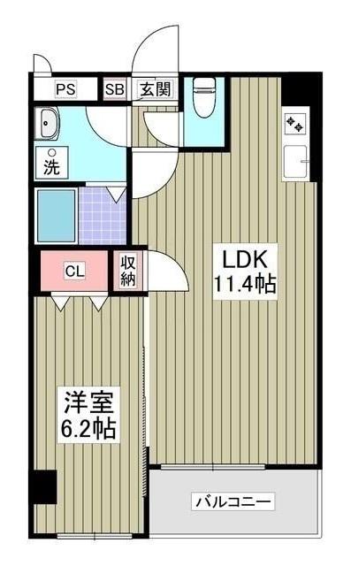 ハーキュリーズ両国(1LDK/6階)の間取り写真
