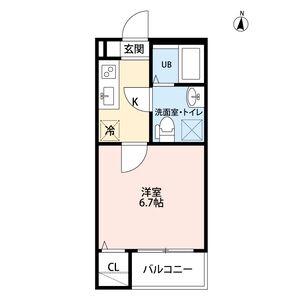 フィローネ高畑(1K/3階)の間取り写真