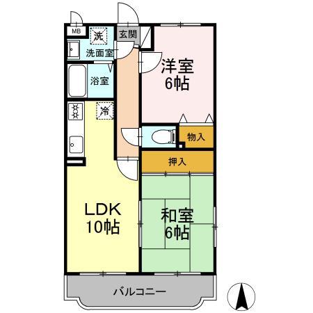 スリーゼメゾンジェイエス(2LDK/2階)の間取り写真