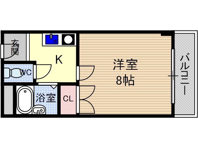 本町8番館(1K/4階)の間取り写真