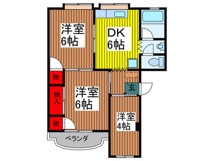 斉藤第1マンション(3DK/3階)の間取り写真