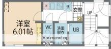 カインドネス本厚木ウエスト(1K/2階)の間取り写真