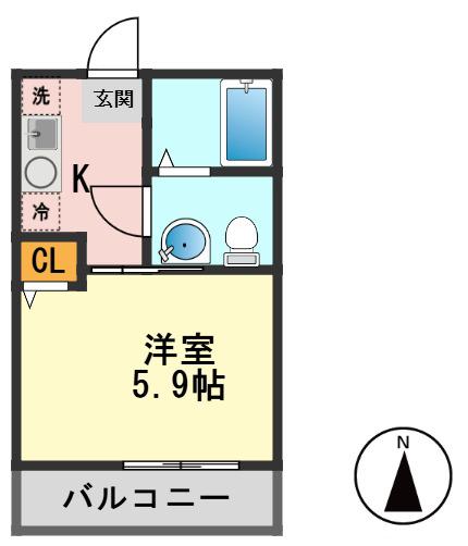 グローリオ(1K/3階)の間取り写真