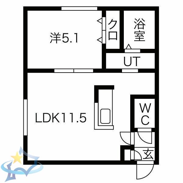 CARRERA二十四軒(1LDK/2階)の間取り写真