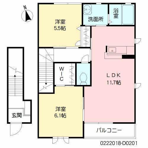 サンクブランシェ D棟(2LDK/2階)の間取り写真