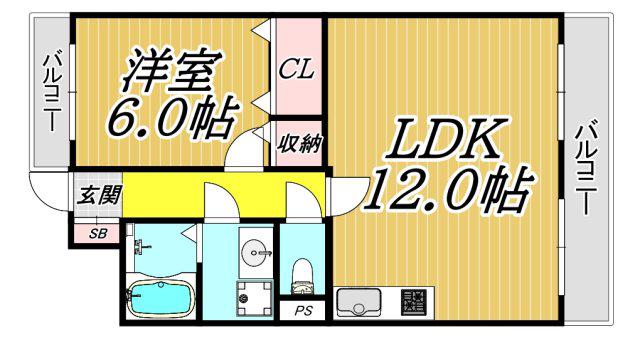 レーベンス壱番館(1LDK/3階)の間取り写真