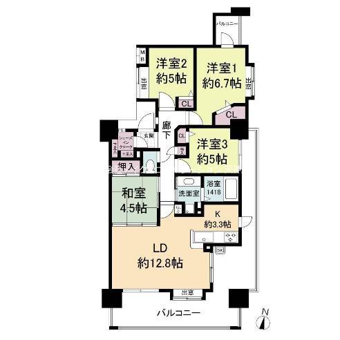 KDXレジデンス西公園(4LDK/6階)の間取り写真