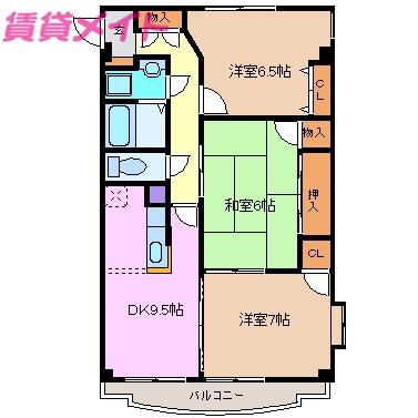 プラムスクエア(3DK/2階)の間取り写真