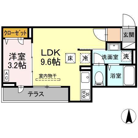 グラナーデ扇I D(1LDK/1階)の間取り写真