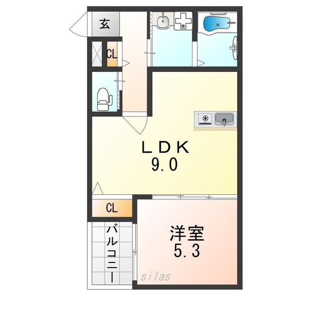 クレスト高安(1LDK/2階)の間取り写真