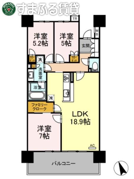 GREEN GATE RESIDENCE ガーデンウィングB(3LDK/4階)の間取り写真