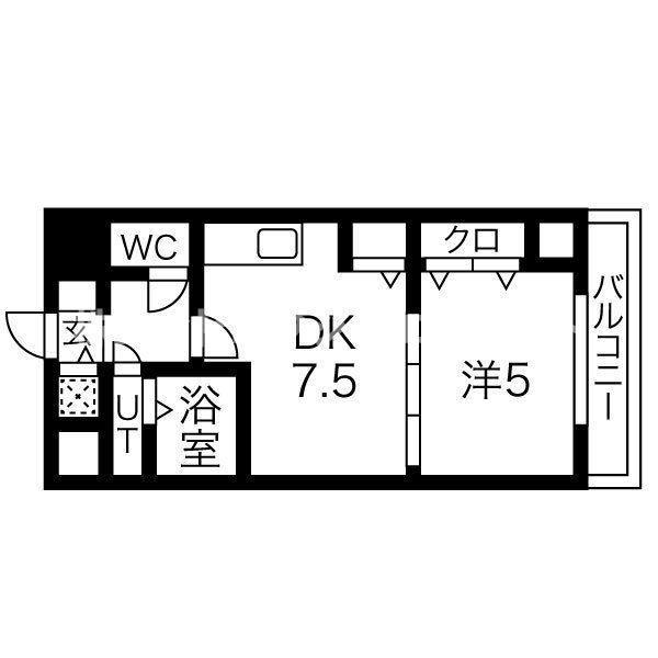 ONE ROOF FLAT FUKUSHIMA(1DK/2階)の間取り写真
