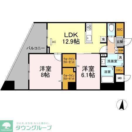 GRAND SOLEIL(2LDK/3階)の間取り写真