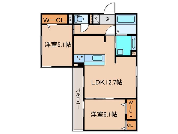 ル トレフル(2LDK/3階)の間取り写真
