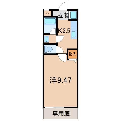 フジパレス太田(1K/1階)の間取り写真