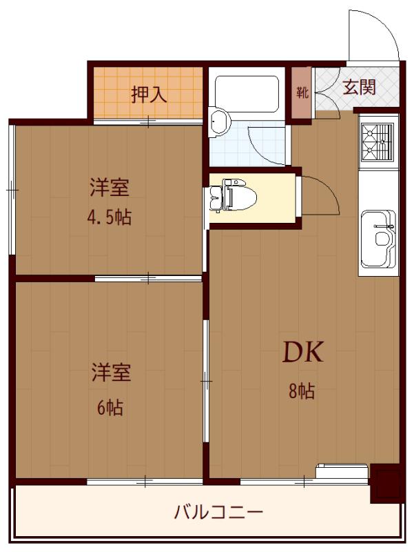 リバーサイドFK(2DK/7階)の間取り写真