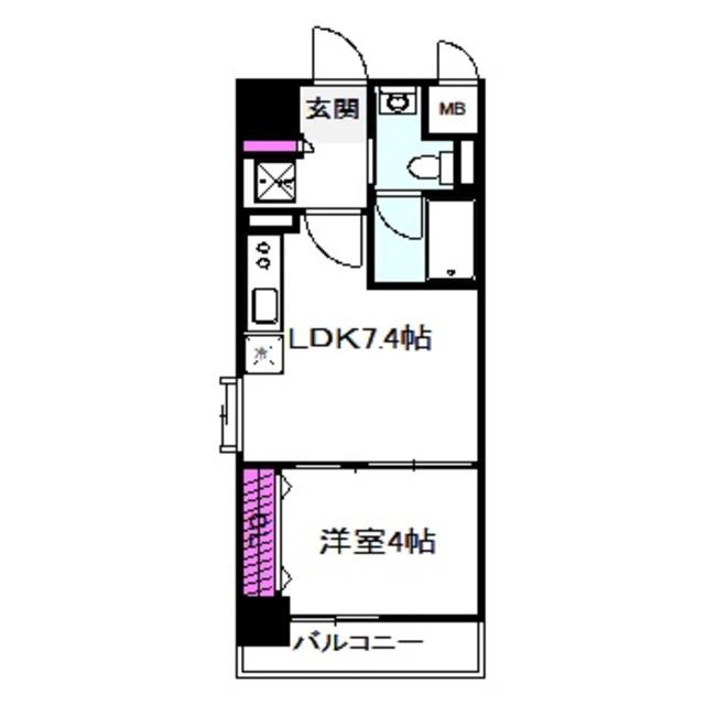 LA CASA京橋(1LDK/2階)の間取り写真
