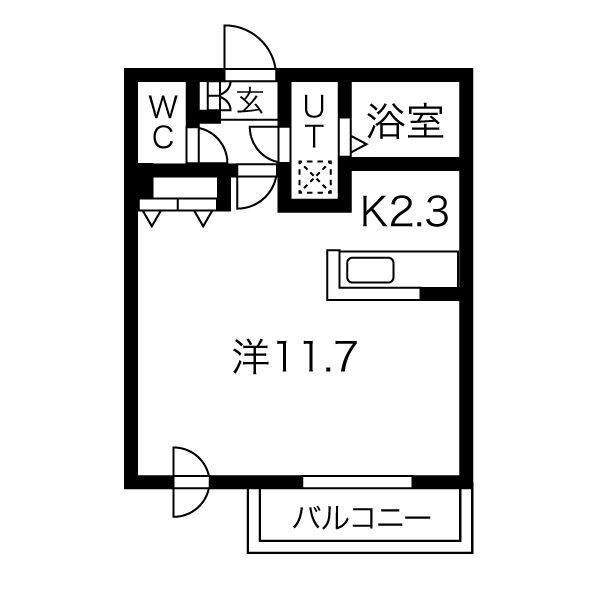 FELIZ北28条(1K/3階)の間取り写真