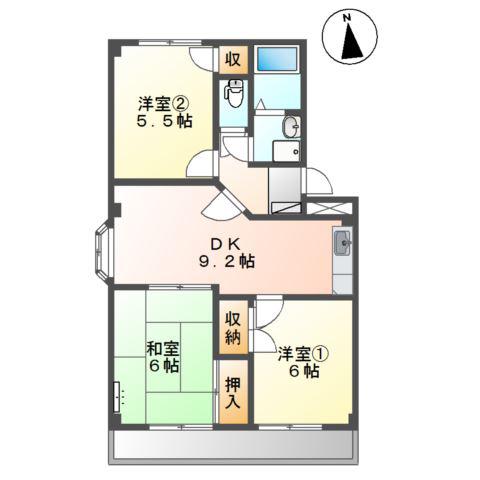 PORT1 諏訪部(3DK/3階)の間取り写真