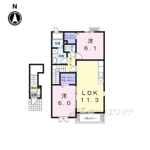 メゾン・城ノ下B(2LDK/2階)の間取り写真