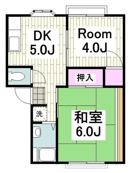 グランデュール紀代美(2DK/1階)の間取り写真