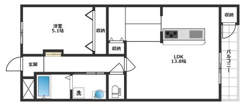 森田マンションA棟(1SLDK/1階)の間取り写真