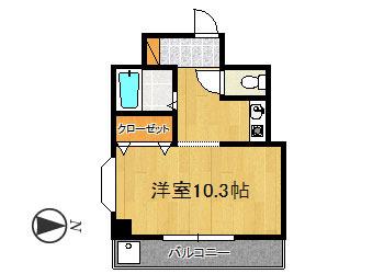 春日ビル(1K/6階)の間取り写真