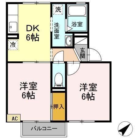 コンフォート里(2DK/2階)の間取り写真