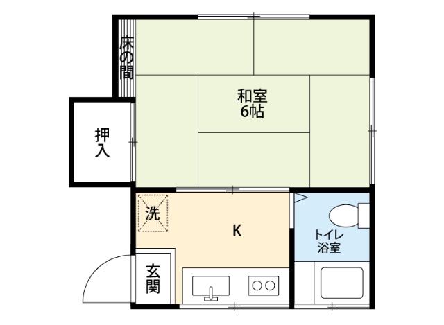 フラット上大川(1K/2階)の間取り写真
