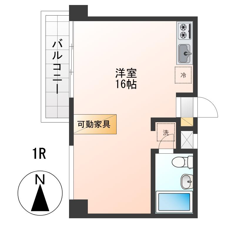 ヴァンテ(ワンルーム/2階)の間取り写真