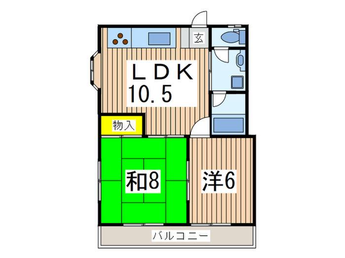 小林ビル(2LDK/2階)の間取り写真
