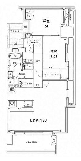 プラウド堀江公園(2LDK/12階)の間取り写真