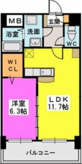 プレジデント正弥久留米駅前(1LDK/2階)の間取り写真