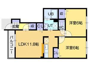 ベルタ六番館(2LDK/1階)の間取り写真