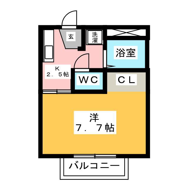 シマダハイツ(1K/2階)の間取り写真