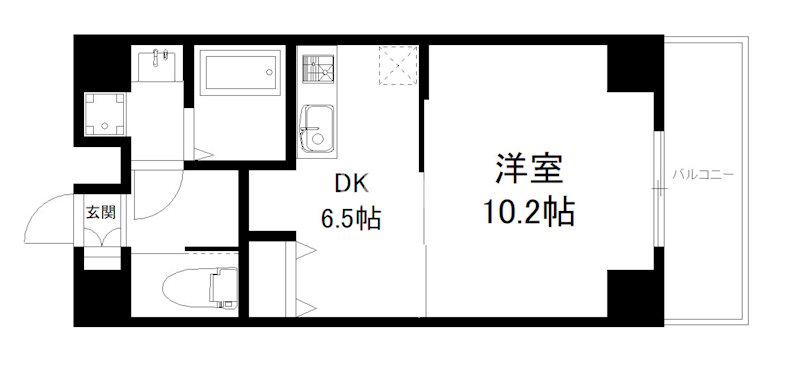 ローブコート六地蔵駅前(1DK/2階)の間取り写真