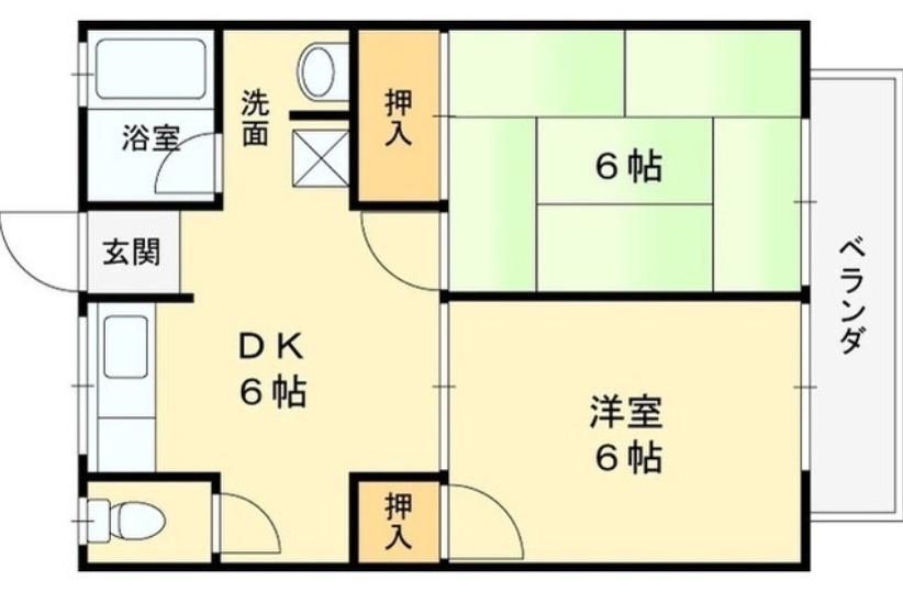 シティーハイム三浦(2DK/1階)の間取り写真