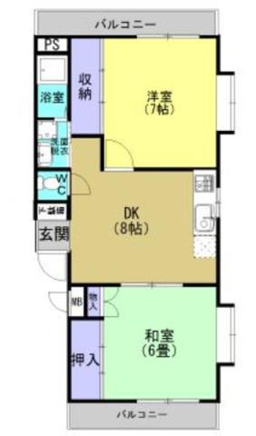 アインドルックYANAGITA(2DK/2階)の間取り写真
